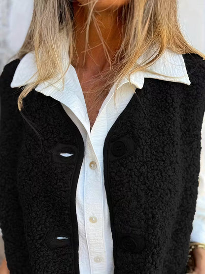 Lily Teddy Gilet | Warm Sherpa Bodywarmer with Buttons & Pockets
